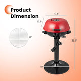 NEW Retails $150, COSTWAY Electric BBQ Grill, Portable Grill with Metal Cooking Grilling Rack, Detachable Temperature Control & Removable Grease Collector, Outdoor Freestanding Grill for Camping & Tailgating (Red)