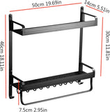 NEW Retails $88, Shower Caddy Bathroom Shelf 2 Tier Bathroom Shelf Wall Mounted with Towel Hooks, Bathroom Organizer Shelf, Floating Shelves Wall Mounted (Black) Shower Organizer