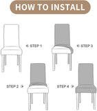 NEW Stretch Dining Chair Covers, Universal Chair Protector Twill Jacquard Removable Washable Chair Cover for Dining Room Kitchen-Khaki-Set of 4, Retails $63