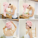 NEW Blue Hair Towel Wrap Turban Super Absorbent Microfiber Quick Dry Hair Towel with Button, Women Girls Dry Hair Hat, Wrapped Bath Cap 26inch/10inch