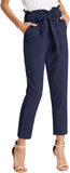NEW GRACE KARIN Women's Cropped Paper Bag Waist Navy Blue Pants with Pockets, Sz 2XL, Retails $49+