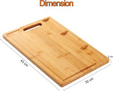 NEW NIUXX Bamboo Cutting Board for Kitchen, Reversible Chopping Board with 3 Built-in Compartments and Juice Grooves, Large Chopping Tray 43 x 32 x 2 cm, Meats Vegetable Bread Fruits Board