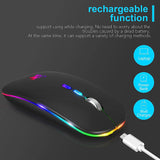 NEW LED Wireless Mouse, Slim Rechargeable Silent Bluetooth Mouse, Portable USB Optical 2.4G Wireless Bluetooth Two Mode Computer Mice with USB Receiver and Type C Adapter (Black)
