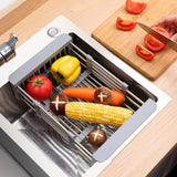 NEW Expandable Over The Sink Dish Rack, Rustproof Stainless Steel for Kitchen, Dish Drain Rack for Drying Dishes Fruit,