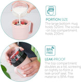 NEW Navaris Breakfast to Go Cup - Portable 2-Piece Food Container Pot for Cereal, Yogurt, Oatmeal - Microwave and Dishwasher-Safe, BPA-Free - Pastel Pink