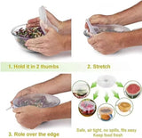 NEW 12 pcs Silicone Stretch Lids Set, 6 Sizes, Reusable Food Storage Covers, Silicone Bowl Covers, Flexible to Fit All Shapes of Containers, Food Covers to Keep Food Fresh (White)