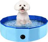 NEW Dog Pool, 32x8Inch Foldable Pet Pool, Small Portable PVC Dog Swimming Pool, Folding Dog Cat Bath Tub Indoor Collapsible Ball Pit for Dogs Puppies (32x8Inch, Blue)