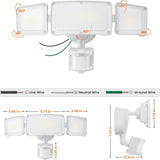 NEW IN BOX Retails $60, LEPOWER LED Security Lights Motion Sensor Light Outdoor, 38W 6000LM Light, IP65 Waterproof, 3 Head Detected Flood for Garage, Yard, Porch (White)