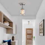 NEW (2 PACK) AGV LIGHTING Mini Semi Flush Mount Ceiling Light, Clear Antique Mercury Glass Shade, 2pcs per Pack, D5 x H10, 1xE26 Base Bulb, Nickel Finish