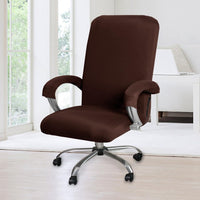 NEW Beieyosu Office Chair Cover, Universal Replacement Stretch Washable Office Computer Chair Slipcovers for Rotating Chair Office Armrests Chair, Dark Brown, Medium Chair Cover