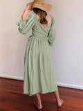 NEW Les umes Womens Summer Half Ruffle Lantern Sleeve Dress with Belt Ladies Casual Multi Wear Maxi Elegant Dresses, Sz S, Retails $49+