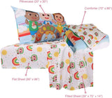 NEW Retails $90, CoComelon 4-Piece Twin Bedding Set EXPRESSIONS – Kids Comforter, Fitted Sheet, Flat Sheet & Pillowcase – Soft & Cozy – for Boys & Girls – Machine Washable