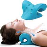 NEW Neck and Shoulder Relaxer, Cervical Neck Traction Device Neck Stretcher with Magnetic Therapy, Cervical Spine Alignment, Chiropractic Pillow, Neck Massager for TMJ Pain Relief (Blue)