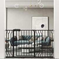 NEW WAOWAO Baby Gate 48.03-52.76inch Extra Wide Pressure Mounted Walk 49 50 51 52 Inches Through Swing Auto Close Safety Black Metal Toddler Kids Child Dog Pet Puppy Cat for Stairs, Doorways, Kitchen (Black, 48.03-52.76"/122-134cm), Retails $154+