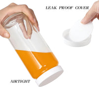 NEW Glass Juice Bottles for Juicing, Airtight Lids & 4 Straws & 4 Lids w Hole, 16 oz Jars with Lids, Reusable Travel Water Cups, 12 Labels for Smoothies, Tea, Milk, Homemade Beverage (6 Pack, White Lids), Retails $84