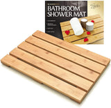 NEW Retails $50, Signature Living Bamboo Bath Mat for Bathroom, Outdoor Shower, Spa (19.7” x 13” x 1.3”) Anti-Slip Wood Shower Mat - Protective, Water-Resistant Coating