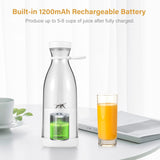 NEW Hosioe Portable Mini Electric Blender 420ml Juicer Cup 6 Blades for Smoothie Milkshake Juice Baby Food Built-in Rechargeable Battery for Travel Sports Kitchen Office Outdoors, White