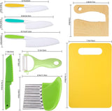 NEW Leking 8 Pcs Wooden Kitchen Knife Set for Kids - Includes Safe Knives, Serrated Plastic Knives, Potato Slicers, Sandwich Cutter, Peeler and Cutting Board