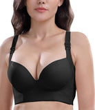 NEW 42D New Year A- One Fab Fit Underwire Bra Push Up T Shirt Bra Modern Demi Bra Lightly Padded Bra with Convertible Straps Compression Sports Bra, Black, Sz 42D