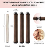 NEW Heatless Hair Curler, Heatless Curls Overnight Blowout Headband Rods, No Heat Velvet Jumbo Flexi Rods to Sleep in, Heatless Jumbo Flexi Soft Curling Rods for All Hair Types 4pcs brown