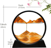 NEW E-feilai Moving Sand Art Picture for Gift, Quicksand Painting for Kids, 3D Dynamic Round Sand Art Liquid Motion, Deep Sea Sand Painting Artistic Sandscape for Home and Office Desktop Decor (Orange, 7'')