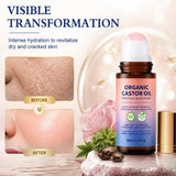 NEW Sealed Organic Castor Oil Roll-On with Rose Quartz Roller Ball – 100% Castor Oil Organic Cold Pressed, Mess-Free Castor Oil Roller for Hair, Eyebrows, Skin, and Body Moisturizing (Pure-2 Pack)