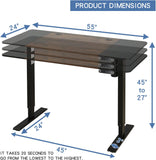 NEW in box! Retails $230 Jceet Adjustable Height Electric Sit/Standing Desk, 55 x 24 Inch Sit Stand Computer Desk with Lockable Casters, Stand Up Desk Table for Home Office, Black Frame/Rustic Brown + Black Top!
