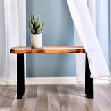 NEW Retails $130, WELLAND Wood Entryway Bench with Metal Legs, Mid-century Modern Bench for Living Room, Indoor, Porch, Farmhouse
