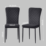 NEW Retails $120, Assembled Dining Chairs Set of 2 Velvet Kitchen Living Room Chairs High Back Metal Frame Modern Lattice Design, Black