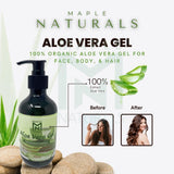 NEW Maple Naturals Aloe Vera Gel - 300ml! Great for many uses for skin & hair, scars, burns, acne, hair growth