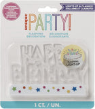 NEW Flashing Happy Birthday Cake Topper Decoration! A tiny button turns this flashing decoration on to activate 3 different color-changing settings