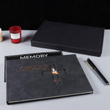 NEW Funeral Guest Book for Memorial Service Black Hardcover in Loving Memory Guestbook for The Celebration of Life Honoring Loved Ones, Funeral Guest Sign in Book with Memory Table Sign Pen (Cross Window)