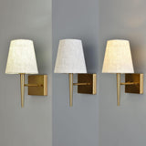 NEW Retails $120+, EFINEHOME Set of 2 Mid-Century Modern Wall Light with Beige Fabric Shade| 1-Light Antique Gold Indoor Wall Lamp Fixture| Hallway Bathroom Vanity Light Sconces Wall Lighting (Hardwire)