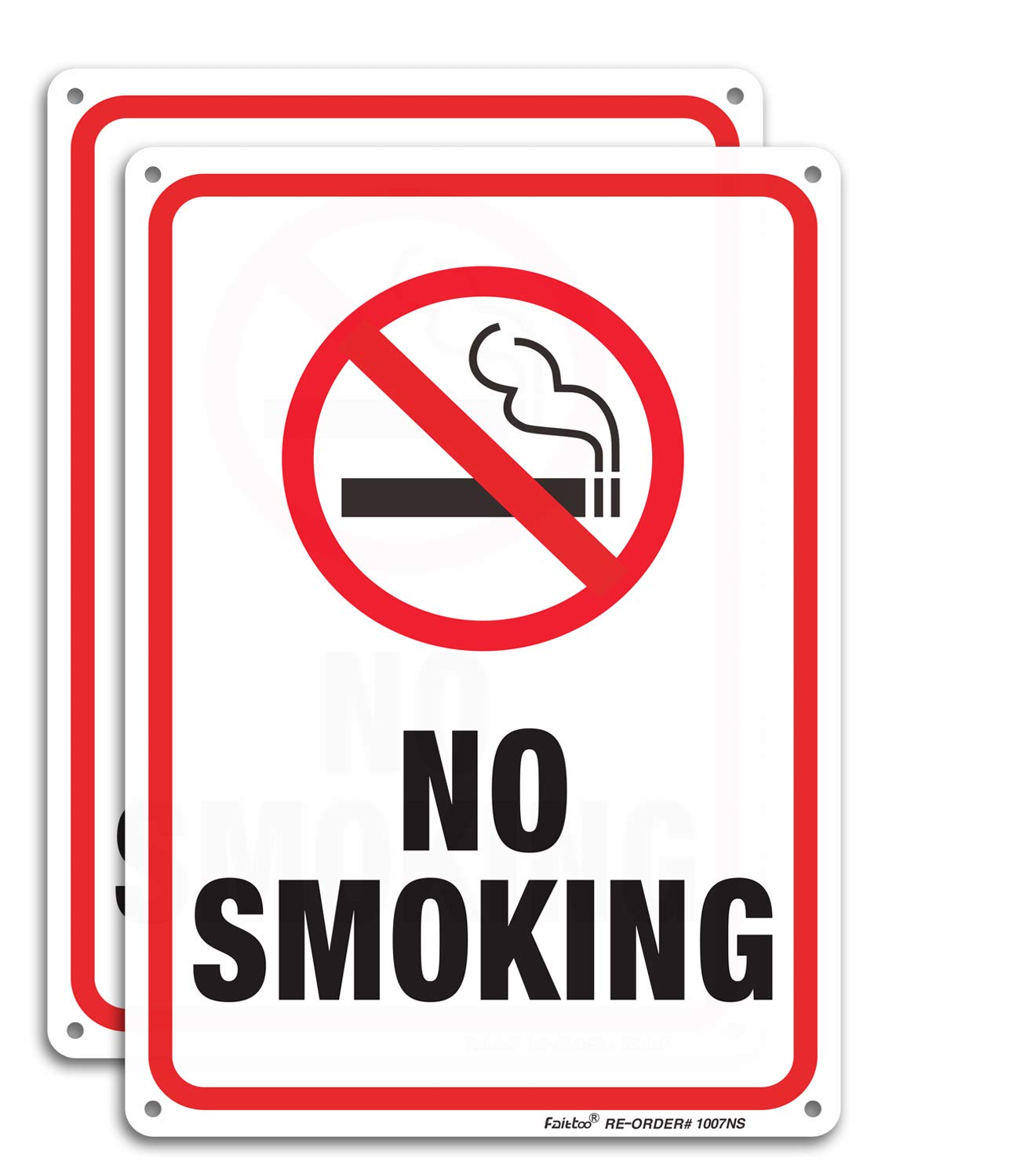 NEW 2 Pack No Smoking Metal Signs - 10 x 7 Inches .040 Rust Free Aluminum Sign - UV Printed with Professional Graphics - Easy to Mount - Indoor or Outdoor use, Note: our design differs a bit-shown in pics