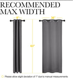 NEW NICETOWN Blackout Curtains 2 Panels for Bedroom- Thermal Insulated Grommet Blackout Curtains 63 Inches Long for Living Room/Kitchen Rideaux occultants (2 Panels, W42 x L63 -Inch, Grey)