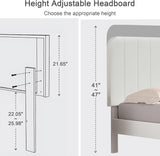 NEW In Box Retails $230 VECELO Queen Size Upholstered Bed Frame with Adjustable Headboard, Velvet Platform Bedframe Mattress Foundation, Strong Wood Slat Support, No Box Spring Needed, White