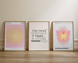 NEW iHery Large Unframed Aura Angel Numbers 333 Poster Set of 3, Premium Quality 12x16in Canvas Wall Art Decor Aesthetic, Pink Trendy Spiritual Energy Gradient Print for Yoga Bedroom, Living Room