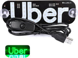 NEW UBER Led Light Signs for Car with USB Plug, Bumper Stickers Taxi Sign Light Windshield, Glow LED Sign Decal Stickers with Suction Cups Flashing Hook on Car Window LED Bright Lights (Green)