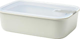 NEW Retails $40, Mepal EasyClip Glass 51oz/1500ml - Premium Leakproof & Airtight Food Storage, BPA-Free Lid | One-Click Open & Close System | Nordic White | Made in Holland