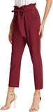 NEW GRACE KARIN Women's Cropped Paper Bag Waist Pants with Pockets, Wine, Sz M