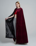 NEW LuckyMjmy Women's Velvet Cloak Renaissance Wedding Cape Red Wine Lined with Black Satin Full Lined, Retails $43