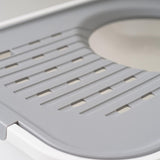 NEW IRIS USA Cat Litter Box, Rectangular Top Entry Litter Box with Scoop, Large Cat Litter Box Enclosure, Kitty Litter Box, Litter Box with Litter Catching Lid, White/Gray, Small Chip On Corner From Transport, Retails $78+