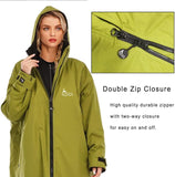 NEW Retails $89+ Weatherproof Rain Coat, KUYUSHOP Surf Robe Dry Poncho Hooded Towel Oversized Fleece Lining Thermal Long Sleeve Swim Parka, Sz L