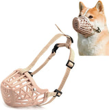 NEW WFIST Dog Muzzle, Basket Muzzle Prevents Chewing and Biting, Adjustable Lightweight Durable Cage Muzzles Comfortable Humane Dog Muzzles for Small, Medium, Large and Extra Large Dogs, Size 5 Tan