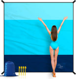 NEW Retails $43, OCOOPA Sandproof Beach Blanket Waterproof, Extra Large 8 Persons Family Size 10'X9.2', Comfortable Parachute Nylon, Cozy& Chic, Compact& Light, Reinforced Windproof, 4 Stakes&1 Travel Bag