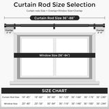 NEW Retails $46, VOIIY Curtain Rods for Windows, Black 1'' Diameter Drapery Rods with End Cap Style Design, Modern Adjustable Heavy Duty Curtain Rod, Size: 36''- 88''