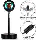NEW Balkwan Sunset Lamp Projection Rotation Rainbow Lamp Led Romantic Visual Led Light Network Red Light with USB Modern Floor Stand Night Light Living Room Bedroom Decor (Sunset Red)
