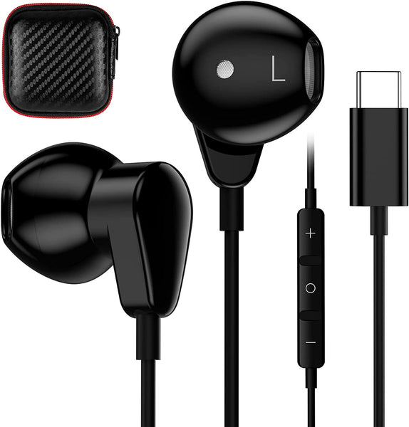 NEW TITACUTE USB C Headphones Digital USB Type C Earphones Noise Isolation Wired Earbuds in Ear Headphone with Microphone for Samsung S20 FE S21 S22 Ultra Galaxy Z Flip 4 3 Fold A53 OnePlus Pixel 6 Pro 7 - Black