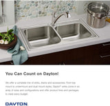 NEW Retails $299, Elkay DSE233221 Dayton Elite 20 Gauge Stainless Steel Double Bowl Top Mount Kitchen Sink, 33 x 22 x 8.0625 NOTE: Small dent on corner from transport shown in pics