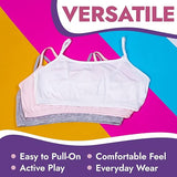 NEW Popular Cotton Girls Training Bra - Crop Cami Training Bras for Girls with Adjustable Straps. Cotton Bra Pack., 5 pack, Sz 14 (XL)